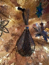 Alison Cork Baubles X 14 Silver Grey Geo Glitter  Christmas Tree 5.5" QVC Glass