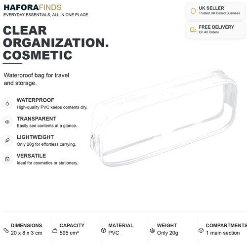 Cosmetic bag clear zippered - cosmetic,