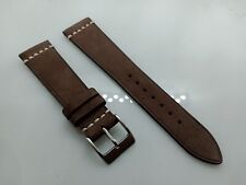 New Geckota 20mm Handmade Dark Brown Top Genuine Grain Leather Watch Strap YA8