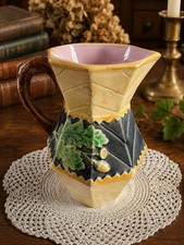 Antique majolica leaf - , pitcher