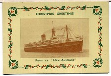 ship voyage Xmas card ss'New Australia' Emigrant liner 1953 Shaw Savill £10 poms