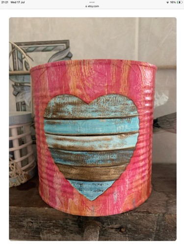 Decoupaged driftwood heart - decoupaged,