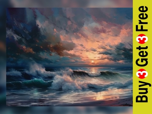 Crashing waves oil - crashing,