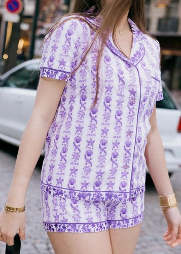 2pcs pink palm pajamas - pink,