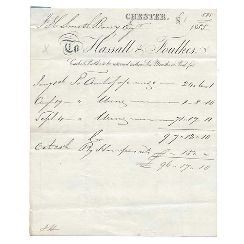 1855 billhead hassall and - billhead,,
