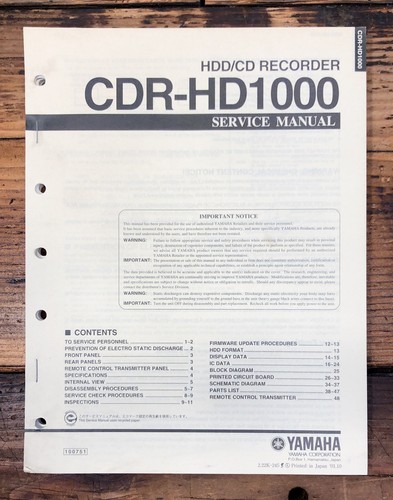 Yamaha cdr hd1000 hdd - yamaha, cd