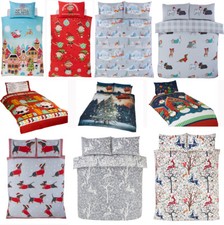 Winter & Christmas Print Duvet Quilt Cover Bedding Set & Pillowcases 