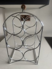 Beautiful Chrome Wine Rack With Oak Wood Handle