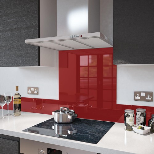 Glass splashbacks deep - red, and