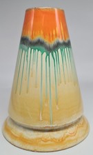 Shelley Harmony dripware volcano vase yellow orange green  shape 932 1930s 6.25"