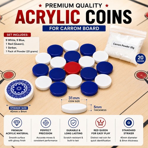 21pcs carrom board gloss - 21pcs,