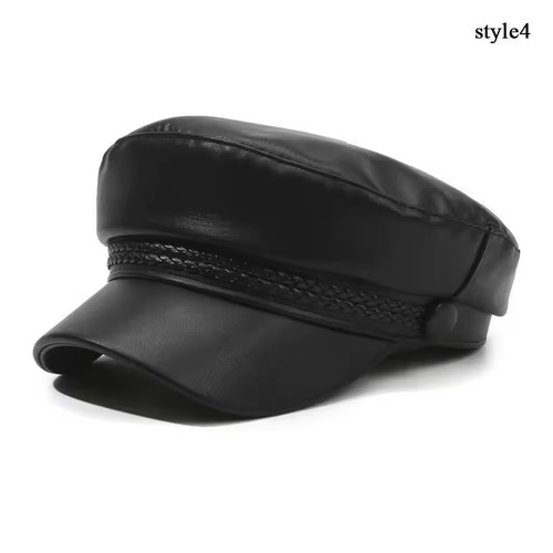 Leather baker boy cap - pu,