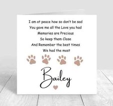 Personalised Pet bereavement card Dog sympathy card loss of your pet sorry 6x6