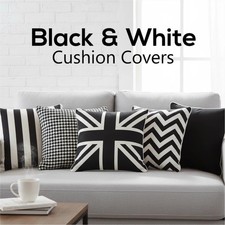 Black and White Cushion Cover Beautiful Geometric Designs for Home Outdoor 18x18