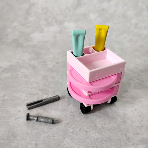 Playmobil pink medical cart - cart, w/