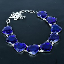 Tanzanite Quartz Heart Gemstone 925 Sterling Silver Jewelry Necklace 18" VJ 1187