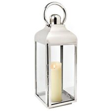 Metal and Glass Lantern Silver Stainless Steel Candle 47cm The Chloe Lantern
