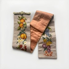 Vtg needlepoint bell pull With