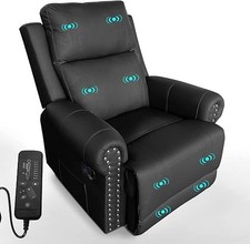 2 x generic recliner armchair 8 point electric heated massage sofa chair