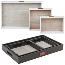 3 Pcs Wooden Serving Trays