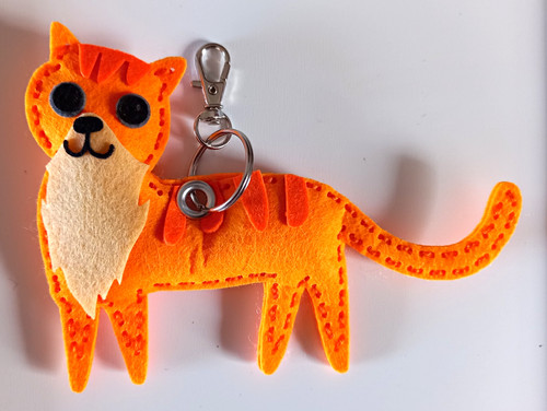 Orange felt cat - cat, animal