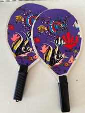 Vintage Wood Plastic Paddle Ball Rackets Beach Tennis Frescobol Summer Games VTG
