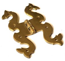 Pair solid brass decorative snake hinges fancy butterfly corner cabinet 2 1/2"