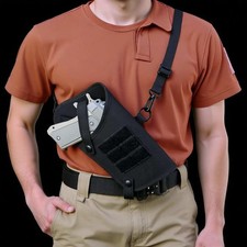 Tactical Cross Body Shoulder Gun Holster for Handgun with Flashlight Laser/Light