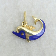 Blue Enamel Dolphin 14k 14ct