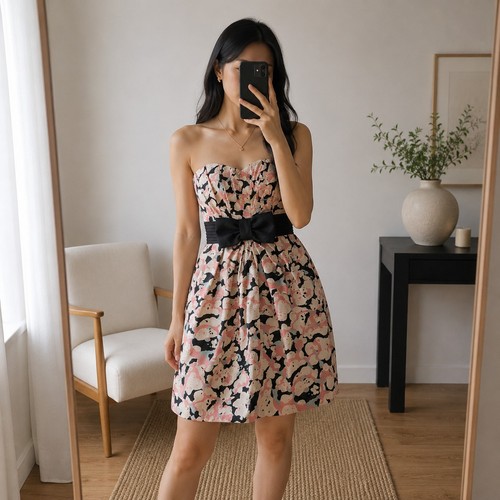 Floral strapless dress with - dress,