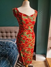 Bernie Dexter Scarlett Pencil Dress In Red Poppy Size S 8. Pinup Rockabilly 50s