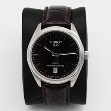 Men's Tissot PR 100 Powermatic 80 Black Dial Leather Strap T101.407.11.051.00