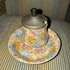 Vintage English Chintz Royal Tudor Ware  barker bros yellow background preserve