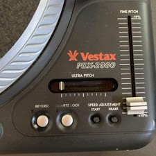Vestax PDX-2000 Black DJ Turntable Working Includes Cover & Cable Missing Foot