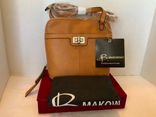 NWT Vintage B. Makowsky Caramel Glove Leather Zip Around Mini Crossbody Bag