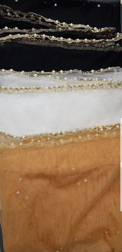 White beige black net - net, dupatta