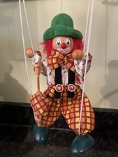 Wooden Clown Puppet, Marionette, Vintage Style Toy