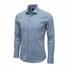 M&S Sartorial Superior 2 Fold Cotton Shirt 15.5 Neck 39/40 French Cuff Striped