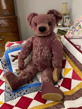 Chad Valley DEEP PINK/PURPLE Bear Rare 28 inches. 1930s.