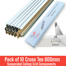 10x White Cross Tee Section 600mm x 24mm Suspended Ceiling Grid System Component