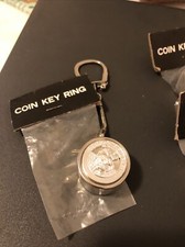 2 X Vintage St.Christopher 5p Silver Metal Coin Holder Key Ring Money Holders