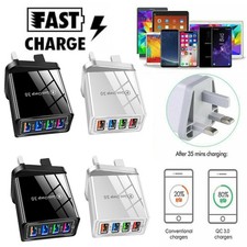 4-Multi-Port Fast Quick Charge USB Hub Mains Wall Charger Plug Adapter Phone~