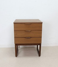 Mid Century Europa Furniture Bedside Cabinet / Small Chest with 3 Drawers