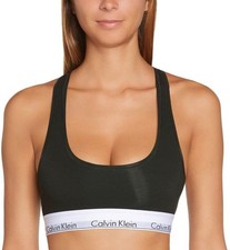 Calvin Klein Women's Modern Cotton Bralette Unlined Logo Underband Black Medium