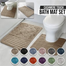 Striped Bath Pedestal Rug Mat Non Slip Back Shower Toilet Bathroom Washable