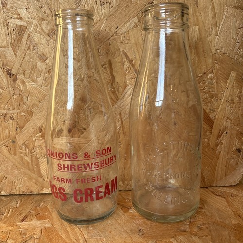 Vintage glass milk bottles - 2, x