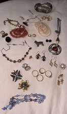 Vintage Lot Of Costume Jewellery Rings Necklaces Earrings