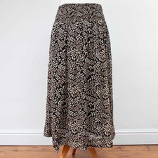 The Masai Clothing Co XL Leaf Print Midi Skirt Wide Smocked Waist Lined Boho