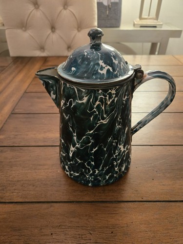 Antique green swirl enamelware - green,