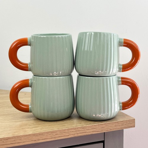 Mugs set ribbed duck egg - of,